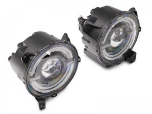 Jeep Gladiator LED Headlights - Raxiom - Axial Series 9-In LED Angel Eye - Black Housing - `18-`23