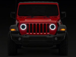 Jeep Gladiator LED Headlights - Raxiom - Axial Series 9-In LED Angel Eye - Black Housing - `18-`23