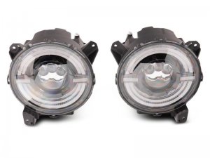 Jeep Gladiator LED Headlights - Raxiom - Axial Series 9-In LED Angel Eye - Black Housing - `18-`23