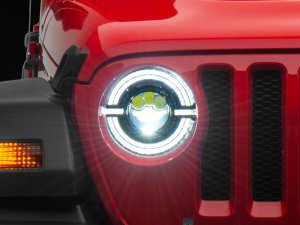 Jeep Gladiator LED Headlights - Raxiom - Axial Series 9-In LED Angel Eye - Black Housing - `18-`23