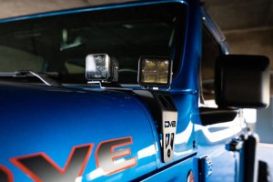 Jeep Gladiator Light Bar Mounts - Cowl/A-pillar - DV8 Offroad - Dual Pod Light Mounts - Micro-texture black - `20-`22