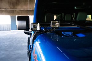 Jeep Gladiator Light Bar Mounts - Cowl/A-pillar - DV8 Offroad - Dual Pod Light Mounts - Micro-texture black - `20-`22