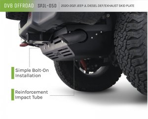 Jeep Wrangler JL Skid Plate - Rear - DV8 Offroad - DEF/EXT - 3.0L Diesel - `20-`22