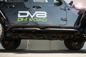 Jeep Wrangler JL Hinge Mounted Steps - DV8 Offroad - OE Plus - black - `18-`23