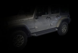 Jeep Wrangler JK Rock Slider Steps - DV8 Offroad - Plated Steel - Matte Black - `07-`18