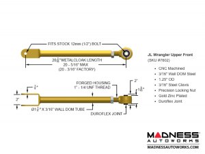Jeep Wrangler JL Upper Control Arms -  Front 