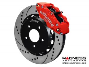 Jeep Wrangler JK Brake Conversion Kit - 14" Rotors - Wilwood Superlite 4R 4 Piston Front Brake Upgrade Kit (Red Powder Coated Calipers / SRP Drilled & Slotted Rotors)
