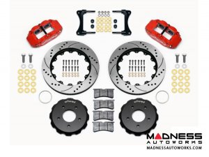 Jeep Wrangler JK Brake Conversion Kit - 12.88" Rotors - Wilwood Superlite 4R 4 Piston Front Brake Upgrade Kit (Red Powder Coated Calipers / SRP Drilled &amp; Slotted Rotors)