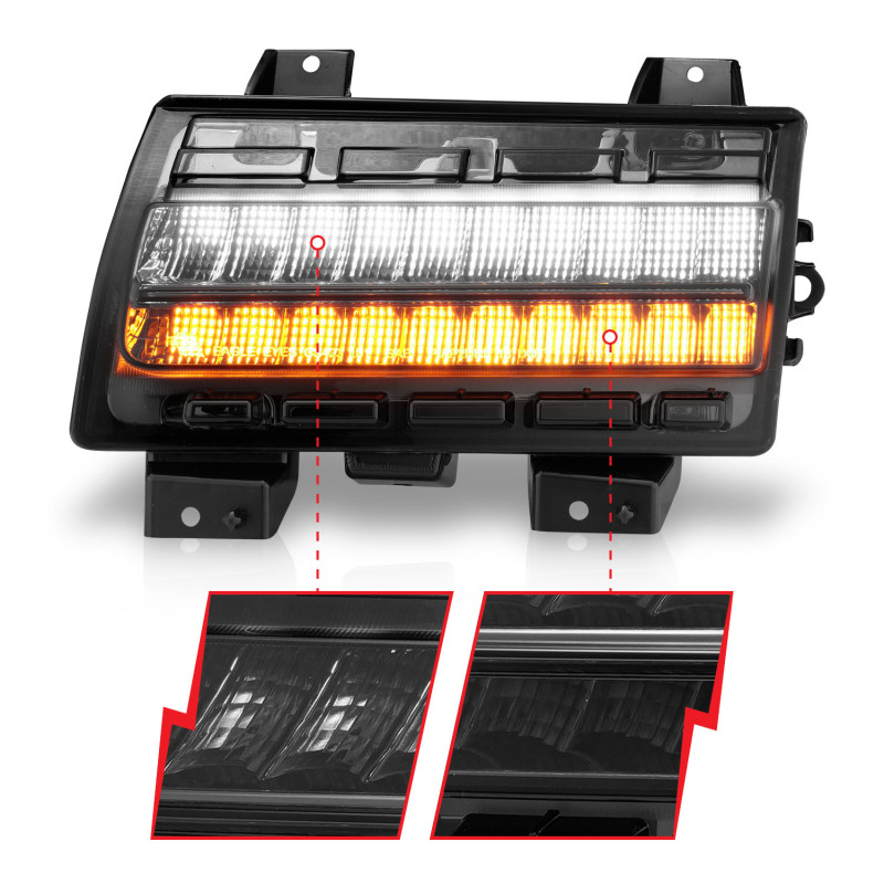 Jeep Gladiator Side Marker Light - ANZO - LED, Chrome Housing, Sequential Signal - Smoke - `20-`27