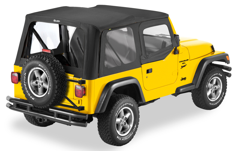 Jeep Wrangler TJ Soft Top - Bestop - Rep A-Top with Clear Windows and Upper Door Skins - Black Diamond - `03-`06
