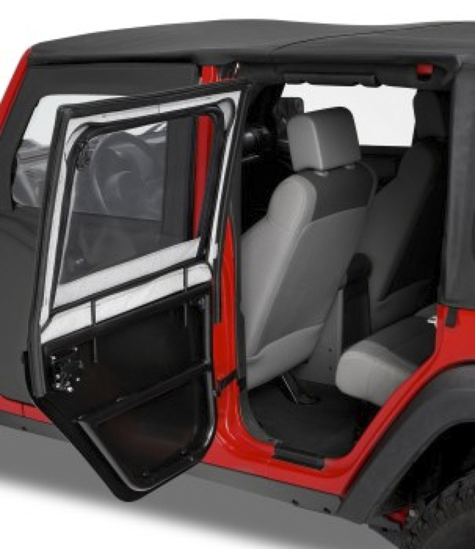 Jeep Wrangler Upper Fabric Doors - Rear - Bestop - Element - Black Diamond - `07-`18