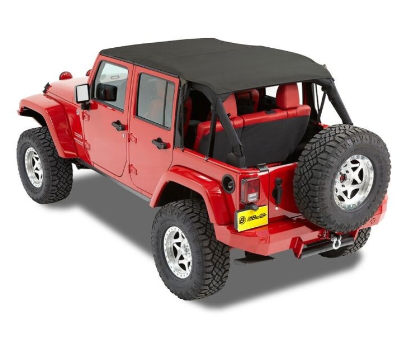 Jeep Wrangler JK Bikini Top - Bestop - Header Safari Cable Style - Black Diamond - `10-`18