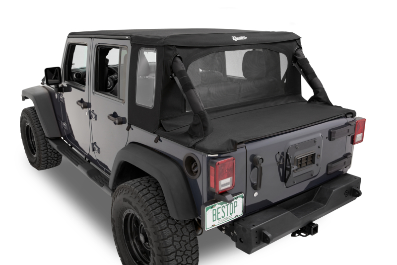 Jeep Wrangler JK 4-Door Soft Top - Bestop - Halftop - Black Diamond - `07-`18