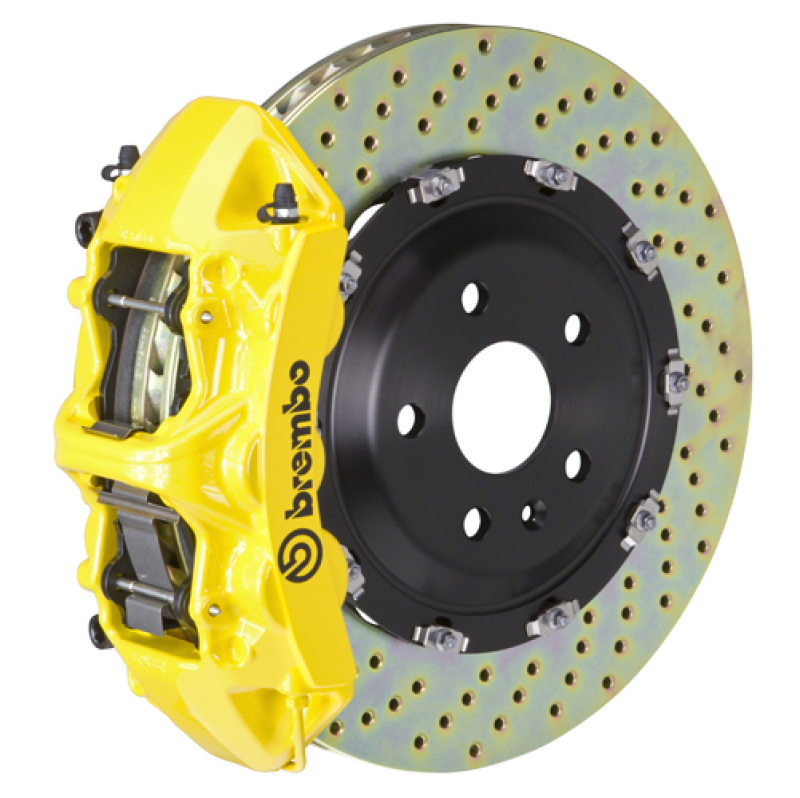 Jeep Wrangler Brake Kit - Front - Brembo - GT BBK 6 Piston Cast 380x34 2pc Rotor Drilled - Yellow - `07-`18 Jeep Wrangler Brake Kit - Front - Brembo - GT BBK 6 Piston Cast 380x34 2pc Rotor Drilled - Yellow - `07-`18
