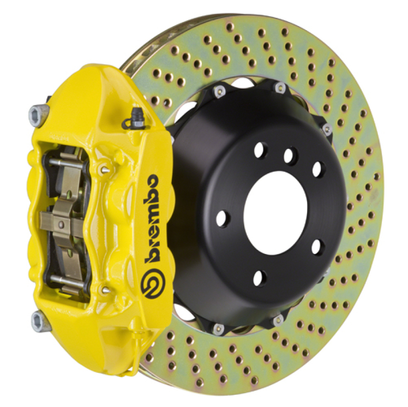 Jeep Wrangler Brake Kit - Rear - Brembo - GT BBK 4 Piston Cast 380x28 2pc Rotor Drilled - Yellow - `07-`18 Jeep Wrangler Brake Kit - Rear - Brembo - GT BBK 4 Piston Cast 380x28 2pc Rotor Drilled - Yellow - `07-`18