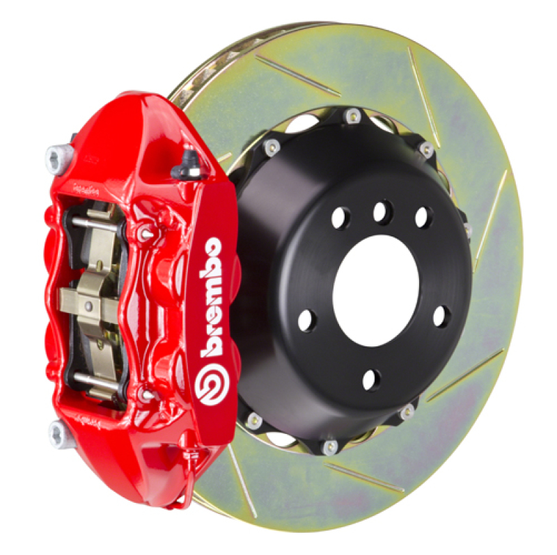 Jeep Unlimited Brake Kit - Rear - Brembo - 4 Piston Cast 380x28 2pc Rotor Slotted Type1 - Red - `07-`18 Jeep Unlimited Brake Kit - Rear - Brembo - 4 Piston Cast 380x28 2pc Rotor Slotted Type1 - Red - `07-`18