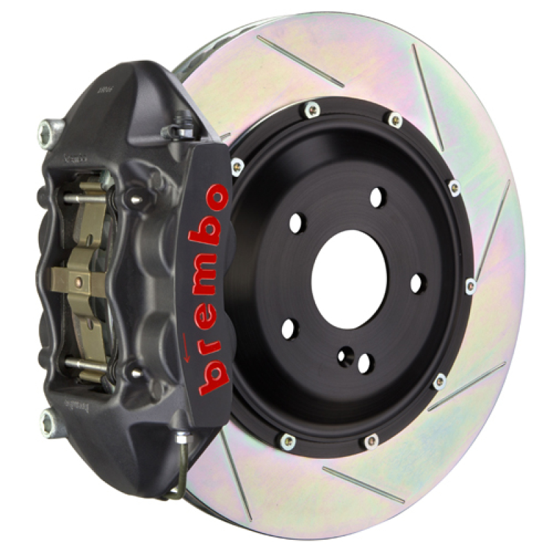 Jeep Wrangler Unlimited Brake Kit - Rear - Brembo - GTS BBK 4 Piston Cast 380x28 2pc Rotor Slotted Type1 - Black - `07-`18 Jeep Wrangler Unlimited Brake Kit - Rear - Brembo - GTS BBK 4 Piston Cast 380x28 2pc Rotor Slotted Type1 - Black - `07-`18