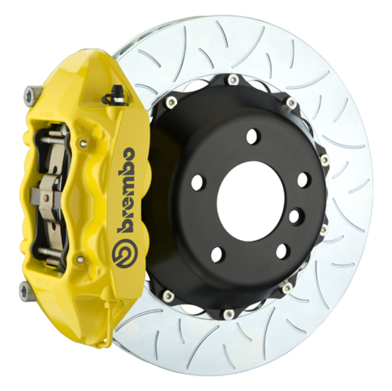 Jeep Wrangler/Unlimited Brake Kit - Rear - Brembo - 4 Piston Cast 380x28 2pc Rotor Slotted Type3 - Yellow - `07-`18 Jeep Wrangler/Unlimited Brake Kit - Rear - Brembo - 4 Piston Cast 380x28 2pc Rotor Slotted Type3 - Yellow - `07-`18