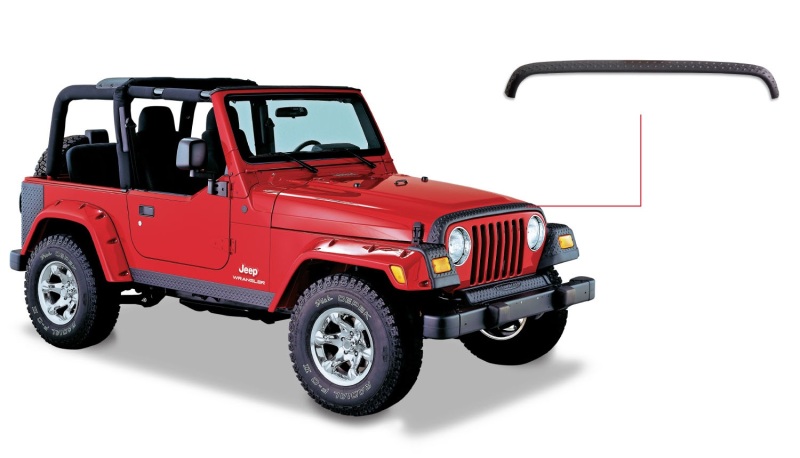 Jeep Wrangler Trail Armor Hood Stone Guard - Front - Bushwacker - TrailArmor™ - Black - `98-`06