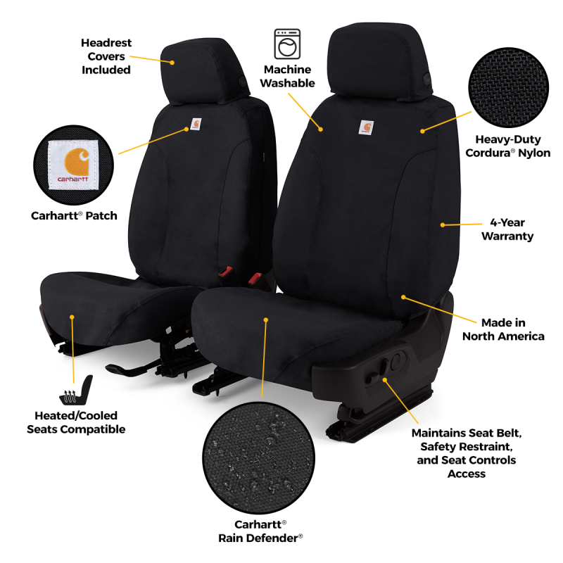 Jeep Wrangler JL Seat Cover - Front Row - Covercraft - Carhartt Super Dux SeatSaver - Black - `18-`25