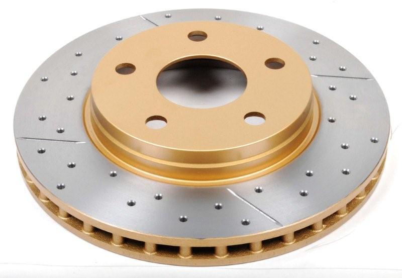 Jeep Wrangler Brake Rotor (1) - Front - DBA - X-Gold Drilled & Slotted - Gold - `07-`17