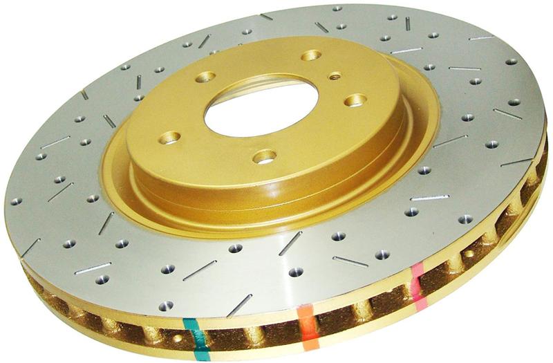 Jeep Wrangler Brake Rotor (1) - Rear - DBA - 4000 Series XS, Drilled & Slotted - Gold - `07-`18