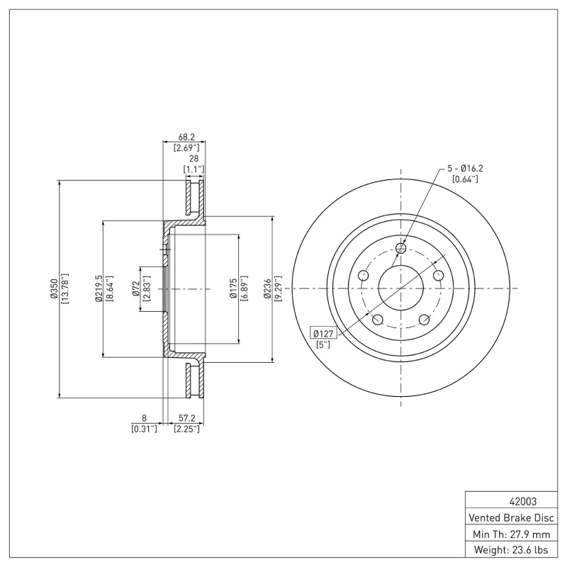 Jeep Grand Cherokee Brake Rotor (1) - Rear - DFC - Plain - `06-`10