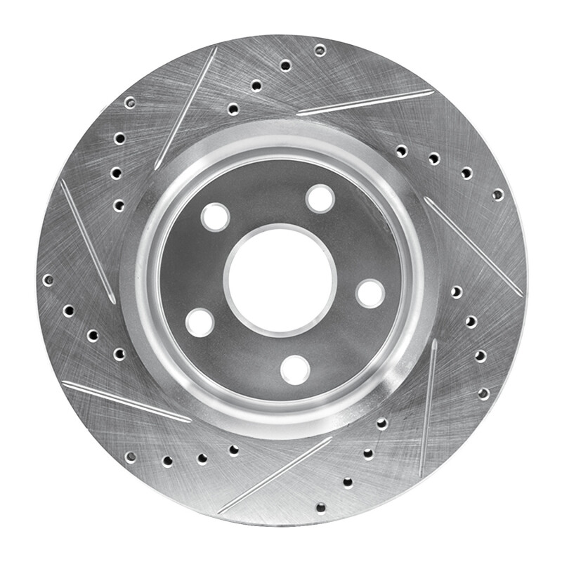 Jeep Commander Brake Rotor (1) - Front Right - DFC - Drilled & Slotted - Silver - `05-`10