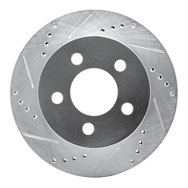 Jeep Wrangler Brake Rotor (1) - Front Left - DFC - Drilled & Slotted - Silver - `99-`06