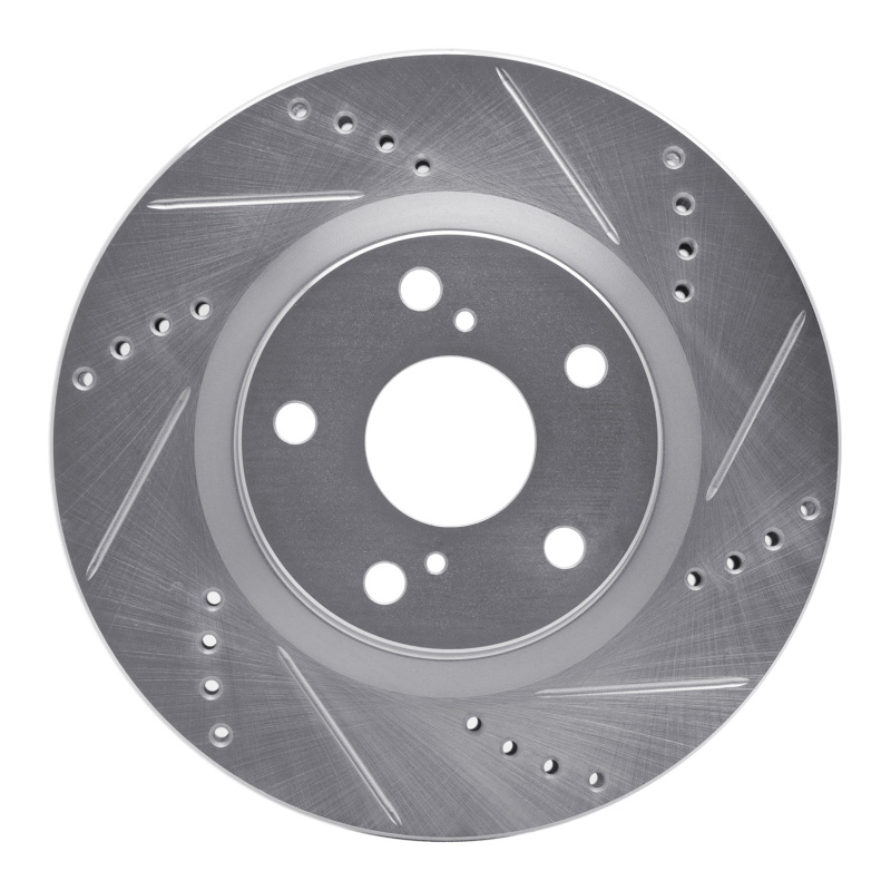 Jeep Wrangler Brake Rotor (1) - Front Right - DFC - Drilled & Slotted - Silver - `18-`25