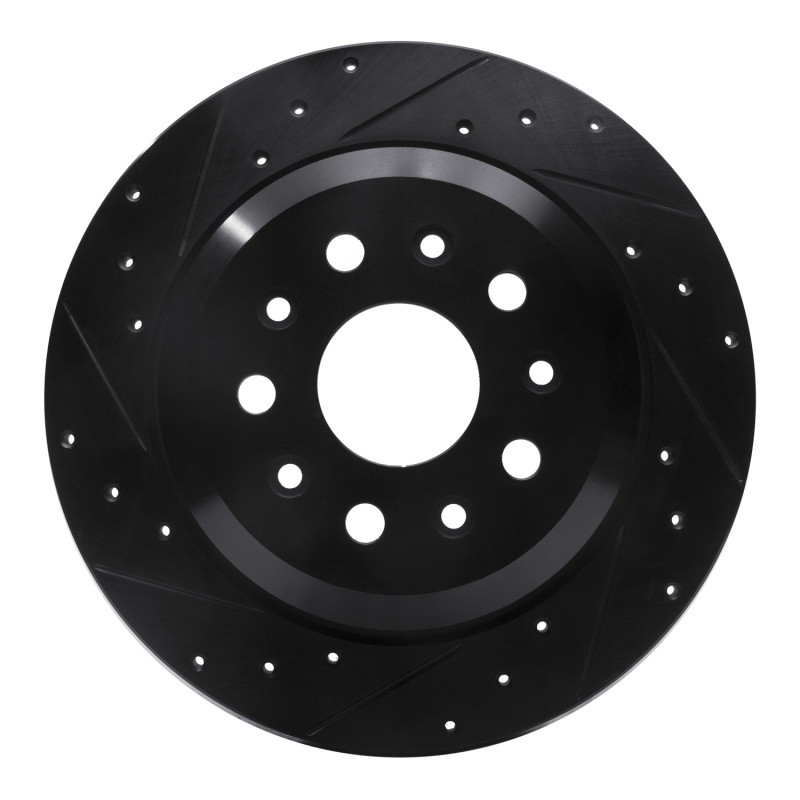 Jeep Wrangler Brake Rotor (1) - Rear Left - DFC - Drilled & Slotted - Black - `18-`25