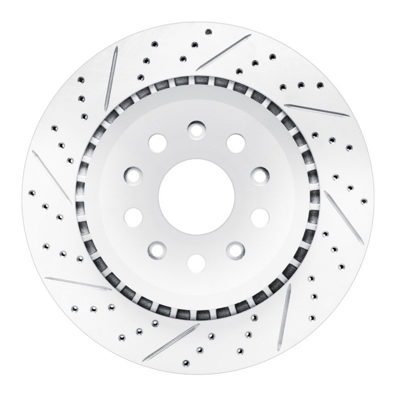 Jeep Wrangler Brake Rotor (1) - Rear Left - DFC - Drilled & Slotted Geoperformance - `20-`25
