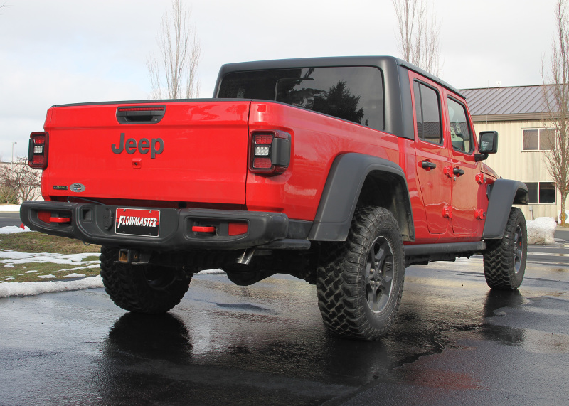 Jeep Gladiator Performance Exhaust - Single Rear Exit - Flowmaster - American Thunder Cat-Back - Polished Stainless Steel - `21-`23