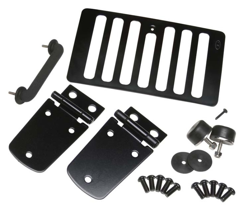 Jeep Wrangler Hood Kit - Kentrol - Without Hood Catch - Powdercoat Black - `98-`06