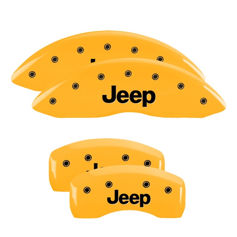 Jeep Compass Caliper Covers - Front + Rear - MGP - 4 Logo, Engraved - Yellow - `07-`16