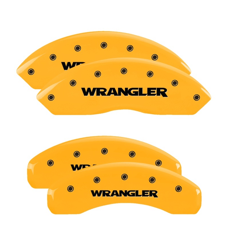 Jeep Wrangler Caliper Covers - Front + Rear - MGP - 4 Logo - Yellow - `07-`18