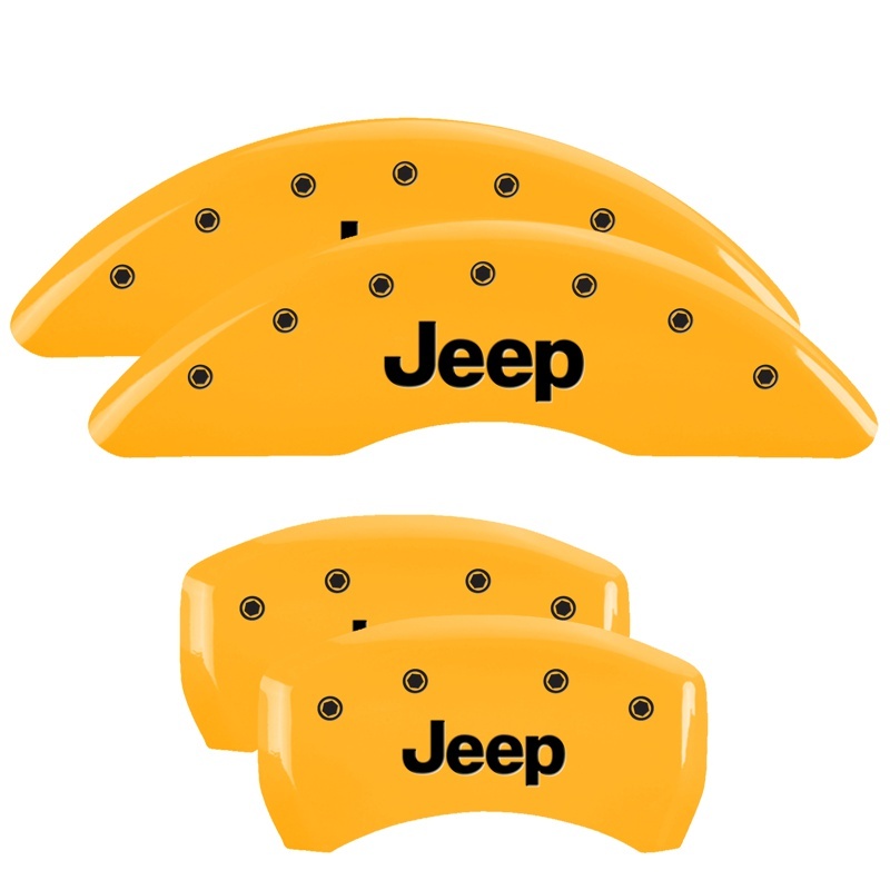 Jeep Cherokee Caliper Covers - Front + Rear - MGP - Engraved JEEP - Yellow - `14-`23