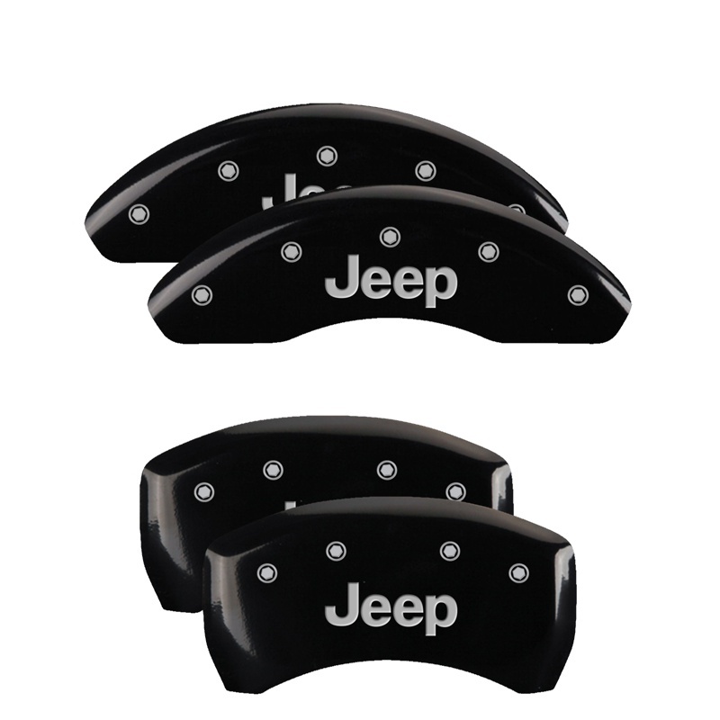 Jeep Cherokee Caliper Covers - Front + Rear - MGP - 4 Logo Engraved - Black - `14-`23