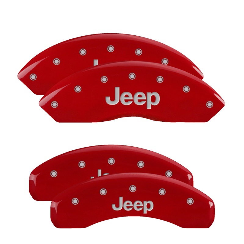 Jeep Wrangler Caliper Covers - Front + Rear - MGP - 4 Logo, Engraved JEEP - Red - `03-`06