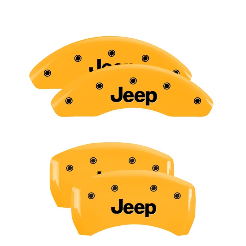 Jeep Compass Caliper Covers - Front + Rear - MGP - 4 Logo Engraved - Yellow - `17-`24