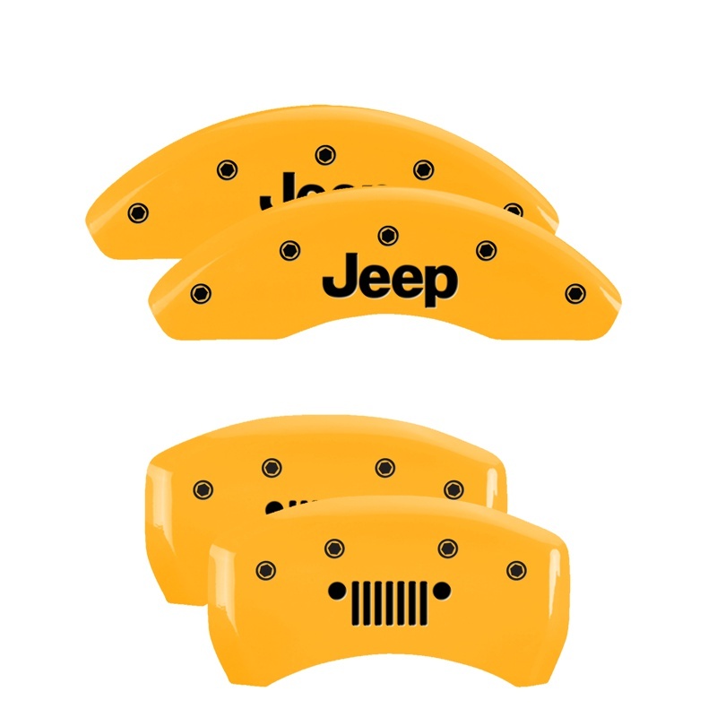 Jeep Compass Caliper Covers - MGP - Engraved Front JEEP / Rear JEEP Grill logo - Yellow - `17-`24