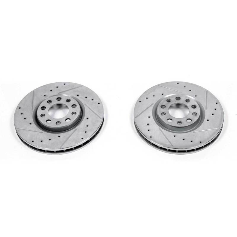 Jeep Renegade Brake Rotor (2) - Front - PowerStop - Evolution Drilled & Slotted - Silver - `15-`19