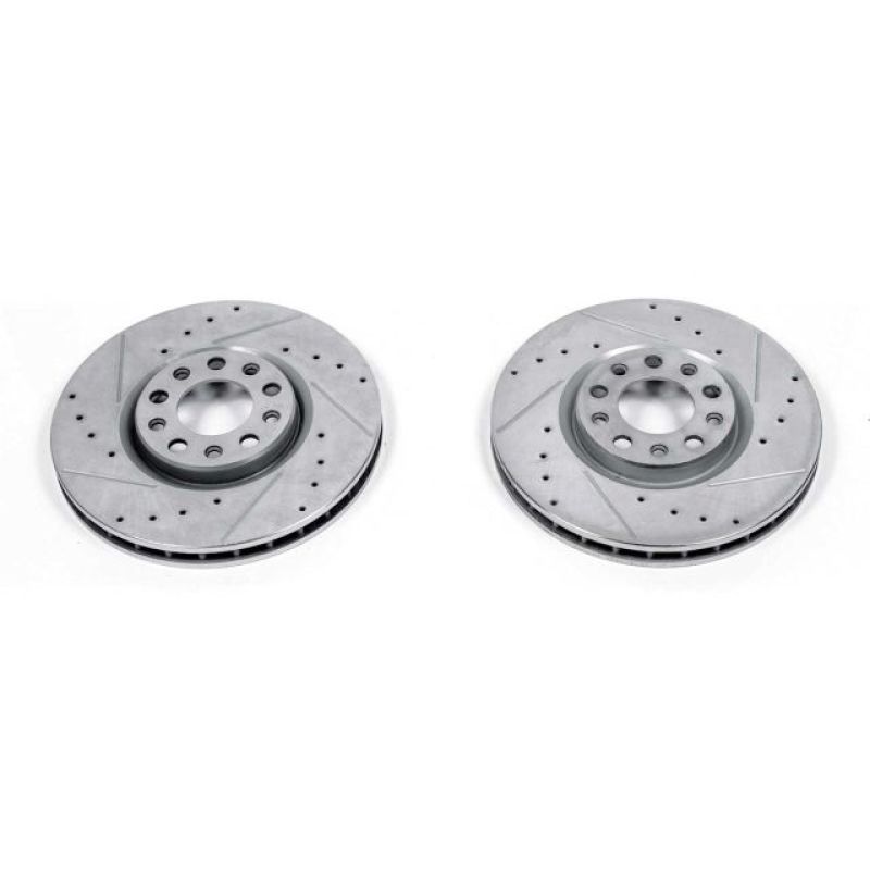 Jeep Renegade Brake Rotor (2) - Front - PowerStop - Evolution Drilled & Slotted - Silver - `15-`19
