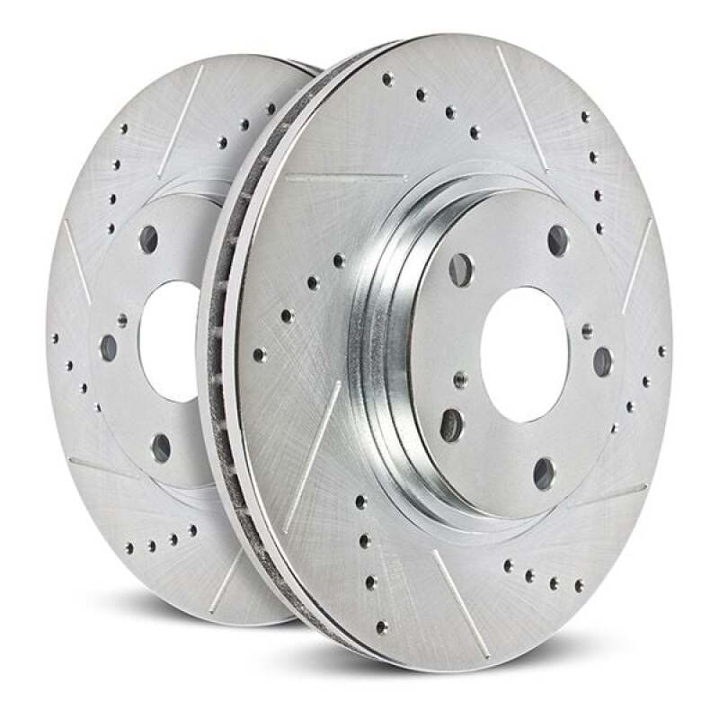 Jeep Grand Wagoneer Brake Rotors (2) - Front - PowerStop - Evolution Drilled & Slotted - Silver - `22-`24