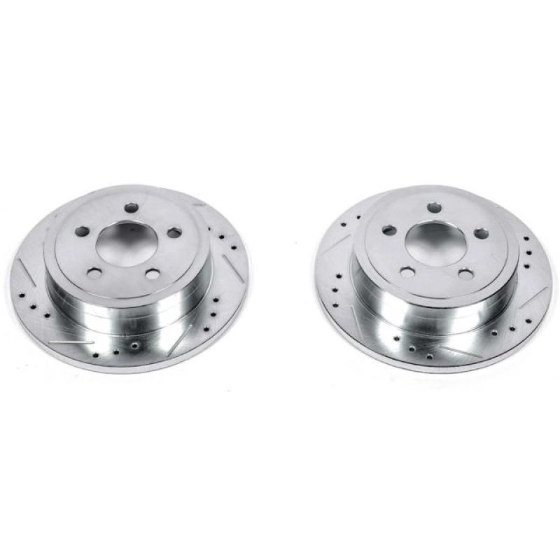 Jeep Liberty Brake Rotors (2) - Rear - PowerStop - Evolution Drilled & Slotted - Silver Zinc - `03-`07