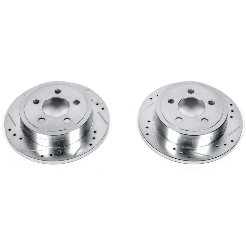 Jeep Liberty Brake Rotors (2) - Rear - PowerStop - Evolution Drilled & Slotted - Silver Zinc - `03-`07