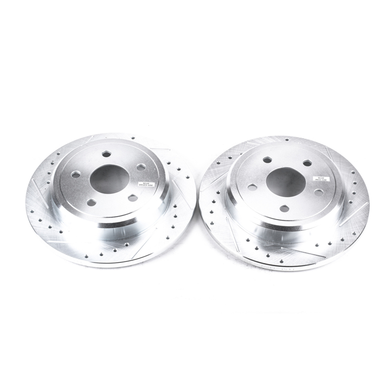 Jeep Commander Brake Rotors (2) - Rear - PowerStop - Evolution Drilled & Slotted Rotors - Silver - `06-`10