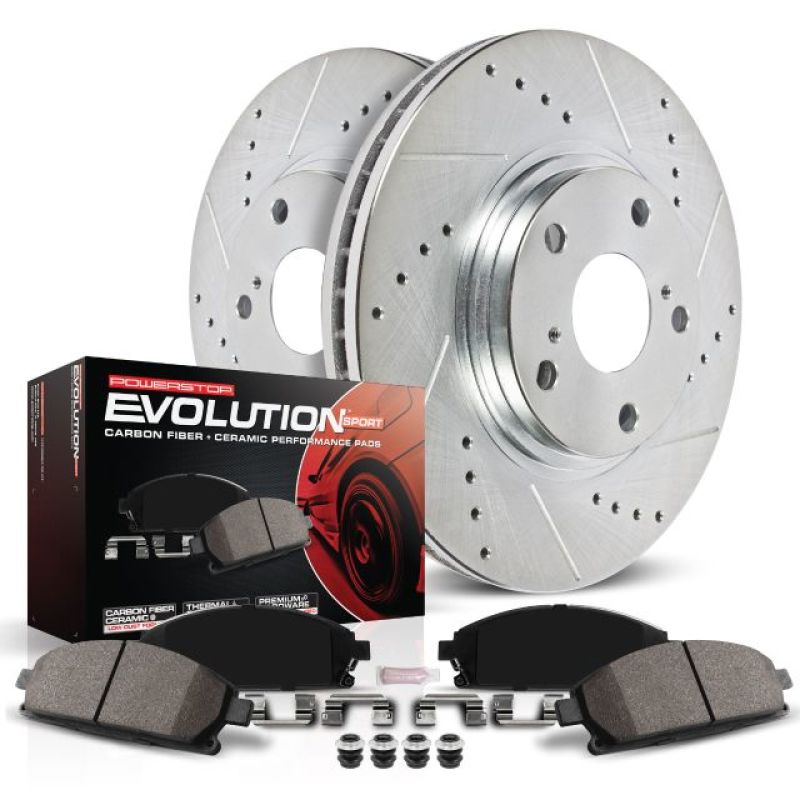 Jeep Liberty Brake Kit - Rear - PowerStop - Drilled & Slotted Rotors + Carbon-Fiber Ceramic Pads - `03-`07