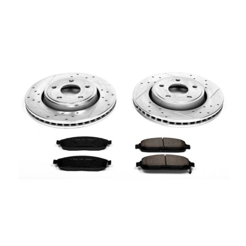 Jeep Commander Brake Kit - Front - PowerStop - Drilled & Slotted Rotors + Carbon-Fiber Ceramic Pads - `06-`10