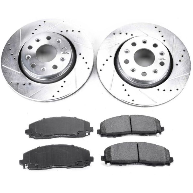 Jeep Wrangler Brake Kit - Front - PowerStop - Drilled & Slotted Rotors + Carbon-Fiber Ceramic Pads - `18-`19